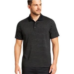 C9 Champion Black & Gray Striped Performance Polo — Size L